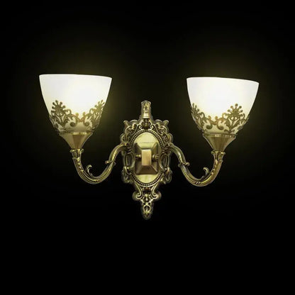 Lampada da parete rustica COTTAGE, 2xE27, Bronzo con bianco, metallo e vetro Lampade da parete per interni Titolo predefinito Alessandro Design