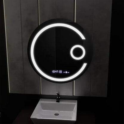 Oglinda LED Rotunda, 60cm, Visio MotionGlow Marcello, Sistem Dezaburire, Ceas & Termometru, Lupa Cosmetica, Dimabila Oglinzi Marcello Default Title Alessandro Design