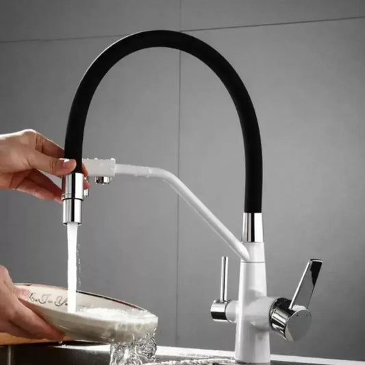 Rubinetto da cucina con 3 rubinetti Rubinetto flessibile Ottone sanitario Rubinetti da cucina bianchi - neri Titolo predefinito Alessandro Design