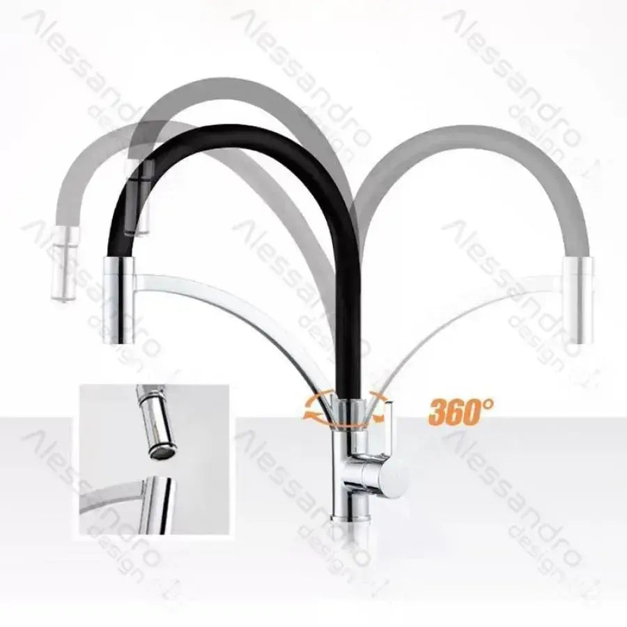 Rubinetto da cucina, Ottone sanitario, Nero con cromo, WZX/2019 Rubinetti da cucina Titolo predefinito Alessandro Design