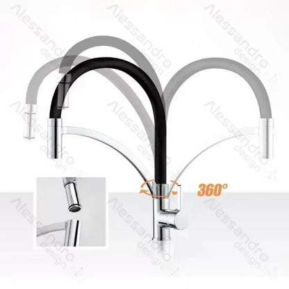 Rubinetto da cucina, Ottone sanitario, Nero con cromo, WZX/2019 Rubinetti da cucina Titolo predefinito Alessandro Design