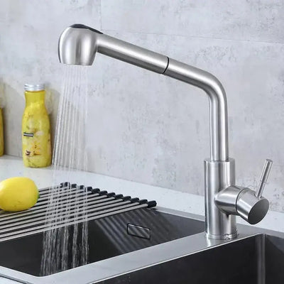 Rubinetto cucina con doccetta estraibile Starke CF019, monocomando, acciaio inox, cartuccia ceramica, finitura satinata