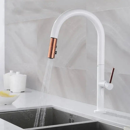 Rubinetto Cucina Con Doccia Estraibile, Ottone Sanitario, Bianco, CF/1035/A Rubinetti Cucina Titolo predefinito Alessandro Design