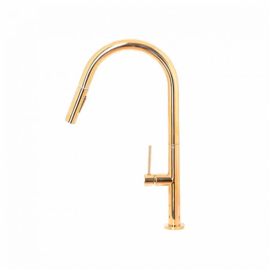 Rubinetto Cucina Con Doccia Estraibile, Ottone Sanitario, Oro, CF2043 Rubinetti Cucina Titolo predefinito Alessandro Design