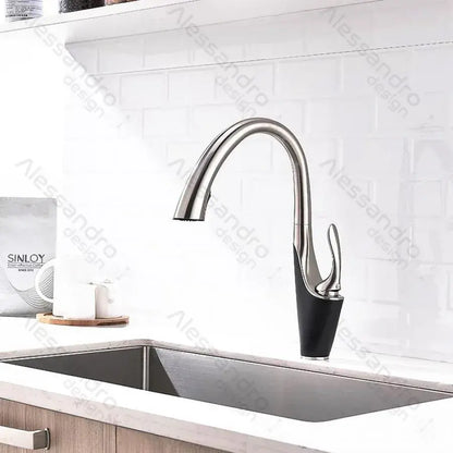 Rubinetto Cucina Con Doccia Estraibile, Ottone Sanitario, Cromo, W058 Rubinetti Cucina Titolo predefinito Alessandro Design