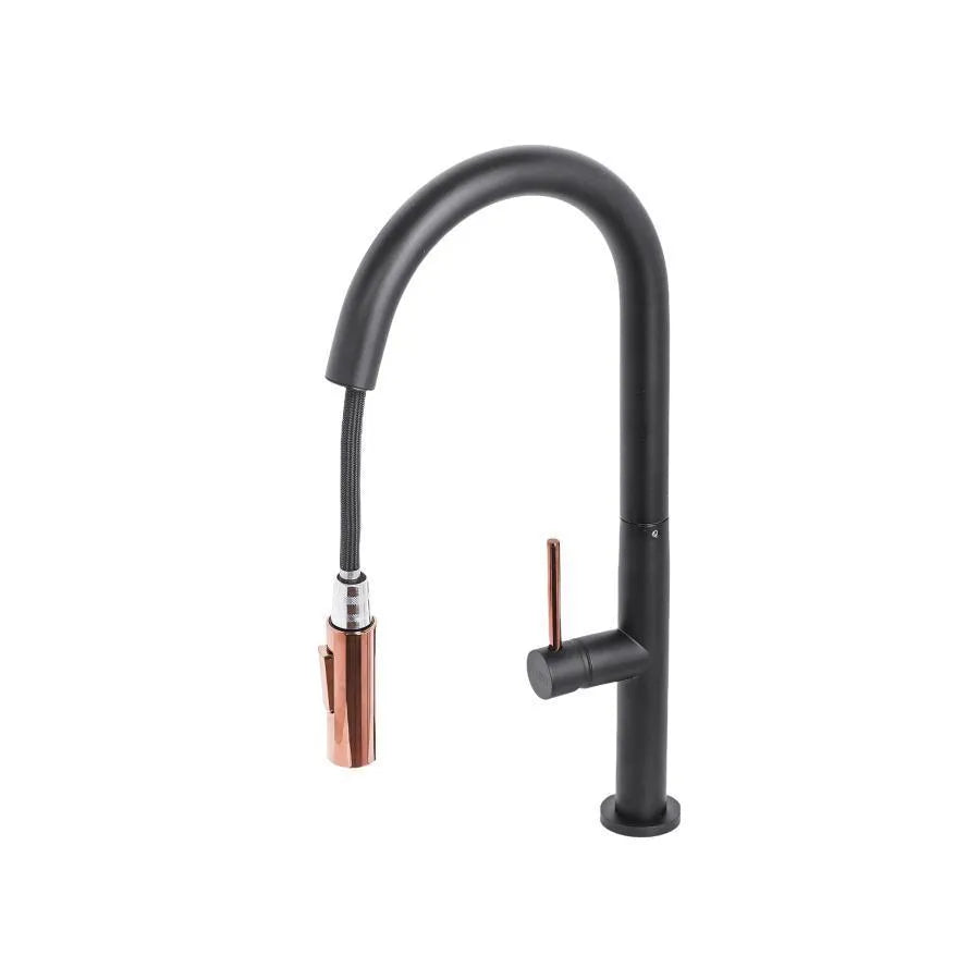 Rubinetto Cucina con Doccia Estraibile, Ottone Sanitario, Nero, CF2042 Rubinetti Cucina Titolo predefinito Alessandro Design