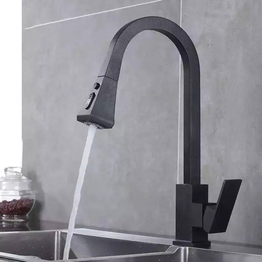 Rubinetto Cucina Con Doccia Estraibile, Ottone Sanitario, Nero, OD/2040 Rubinetti Cucina Titolo predefinito Alessandro Design