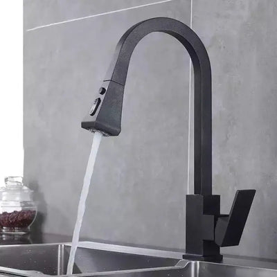 Rubinetto Cucina Con Doccia Estraibile, Ottone Sanitario, Nero, OD/2040