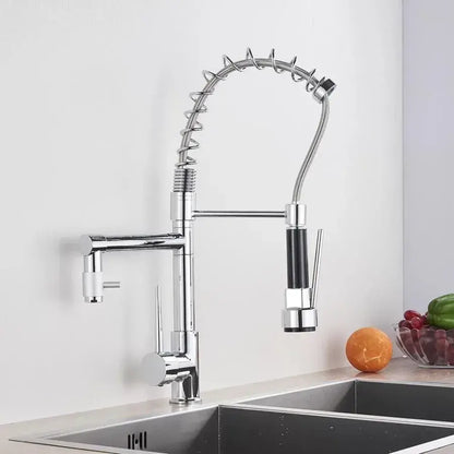 Rubinetto Cucina con Doccia Estraibile, Acciaio Inox e Ottone Cromato, YD/201 Rubinetti Cucina Titolo predefinito Alessandro Design