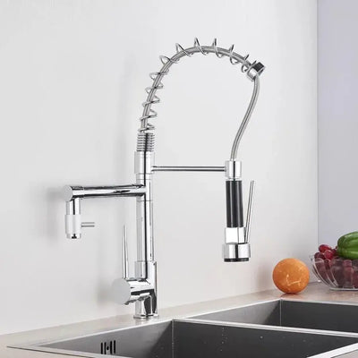 Rubinetto Cucina con Doccia Estraibile, Acciaio Inox e Ottone Cromato, YD/201