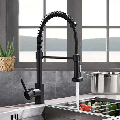 Rubinetto Cucina con Doccia Estraibile, Acciaio Inox e Ottone Nero, YD/102 Rubinetti Cucina Titolo predefinito Alessandro Design