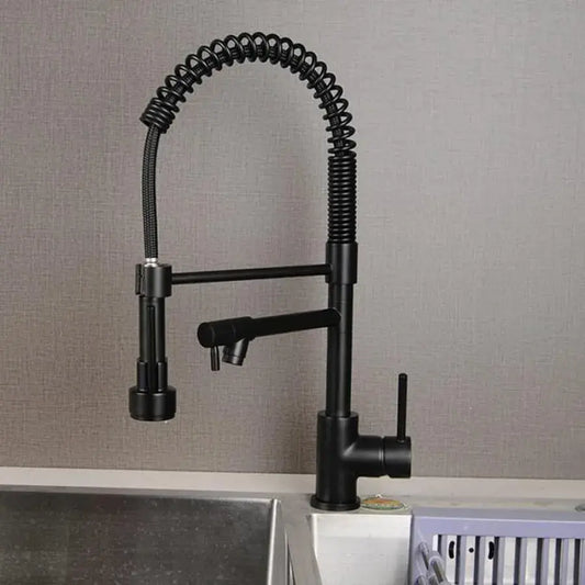 Rubinetto Cucina con Doccia Estraibile, Acciaio Inox e Ottone Nero, YD/201 Rubinetti Cucina Titolo predefinito Alessandro Design
