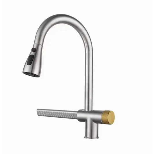 Rubinetto Cucina Con Doccia Estraibile Acciaio Inox Silver Con Funzione Cascata YB1500S Rubinetti Cucina Titolo predefinito Alessandro Design