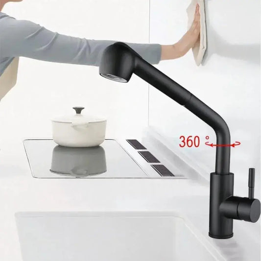 Rubinetto da cucina con doccia estraibile, Acciaio inossidabile SUS304, Nero, Rubinetti da cucina HS004 Titolo predefinito Alessandro Design