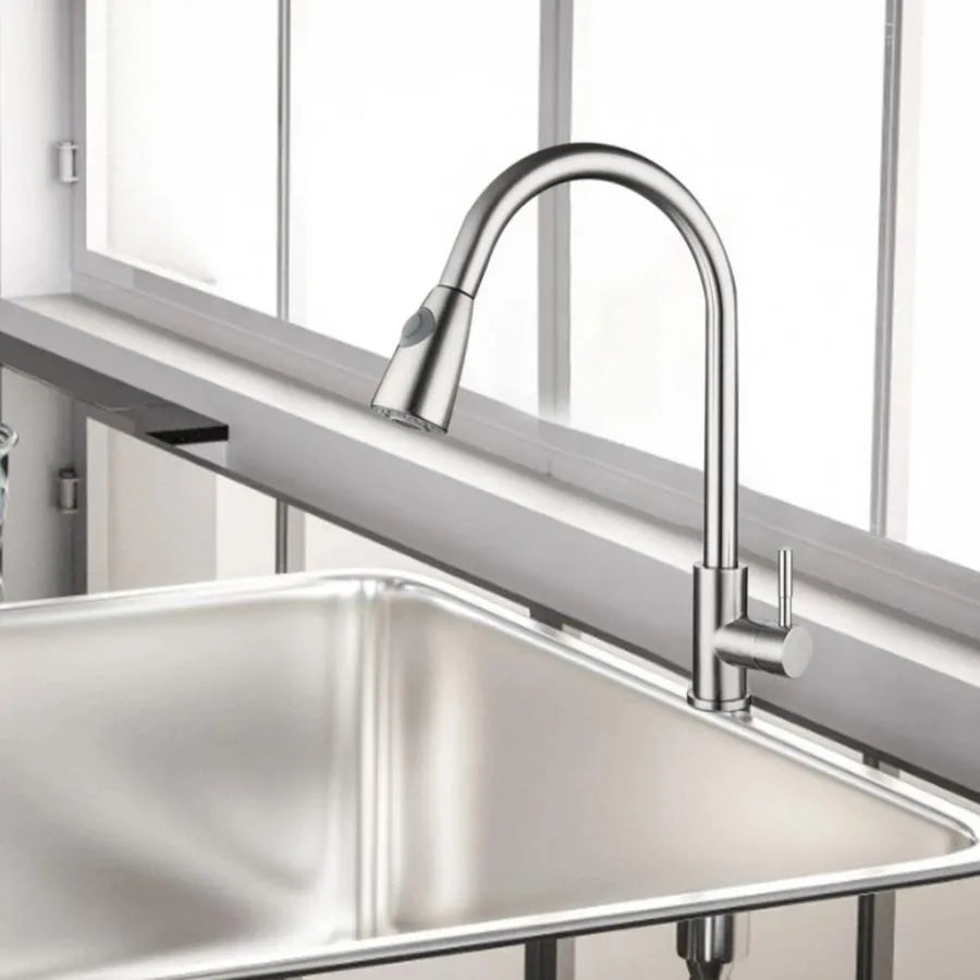 Baterie Bucatarie cu Dus Extractibil, Inox SUS304, Satinat, CF017 Baterii de Bucatarie Default Title Alessandro Design