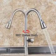 Rubinetto Cucina con Doccia Estraibile, Acciaio Inossidabile SUS304, Satinato, CF018 Rubinetti Cucina Titolo predefinito Alessandro Design