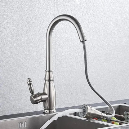 Rubinetto Cucina Con Doccia Estraibile, Acciaio Inossidabile SUS304, Satinato, YSQ/105 Rubinetti Cucina Titolo predefinito Alessandro Design