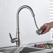 Rubinetto Cucina Con Doccia Estraibile, Acciaio Inossidabile SUS304, Satinato, YSQ/105 Rubinetti Cucina Titolo predefinito Alessandro Design