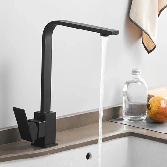 Rubinetto Cucina Monocomando Bocca Girevole Cartuccia Ceramica Acciaio Inox Attacchi Nero Satinato Kit di Fissaggio Incluso HS002 Rubinetti Cucina Titolo predefinito Alessandro Design