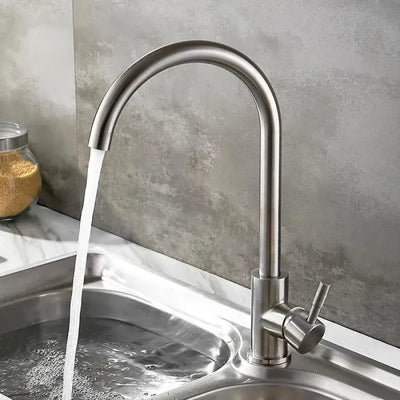Rubinetto cucina monocomando Rubinetto orientabile Cartuccia ceramica Acciaio inox satinato Connessioni Kit di fissaggio incluso CF001