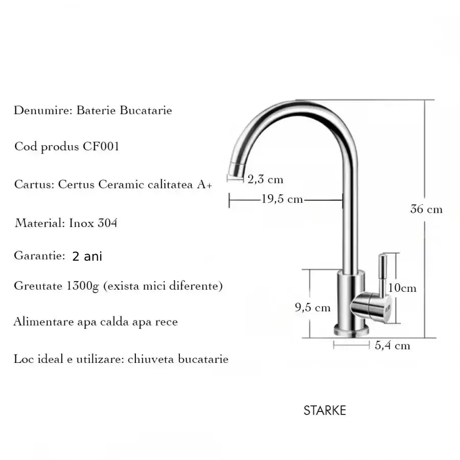 Rubinetto cucina monocomando Rubinetto orientabile Cartuccia ceramica Acciaio inox satinato Connessioni Kit di fissaggio incluso CF001 Rubinetti cucina Default Title Alessandro Design