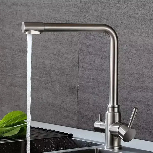 Rubinetto da cucina con 3 rubinetti da cucina in acciaio inossidabile argento CF016 Titolo predefinito Alessandro Design