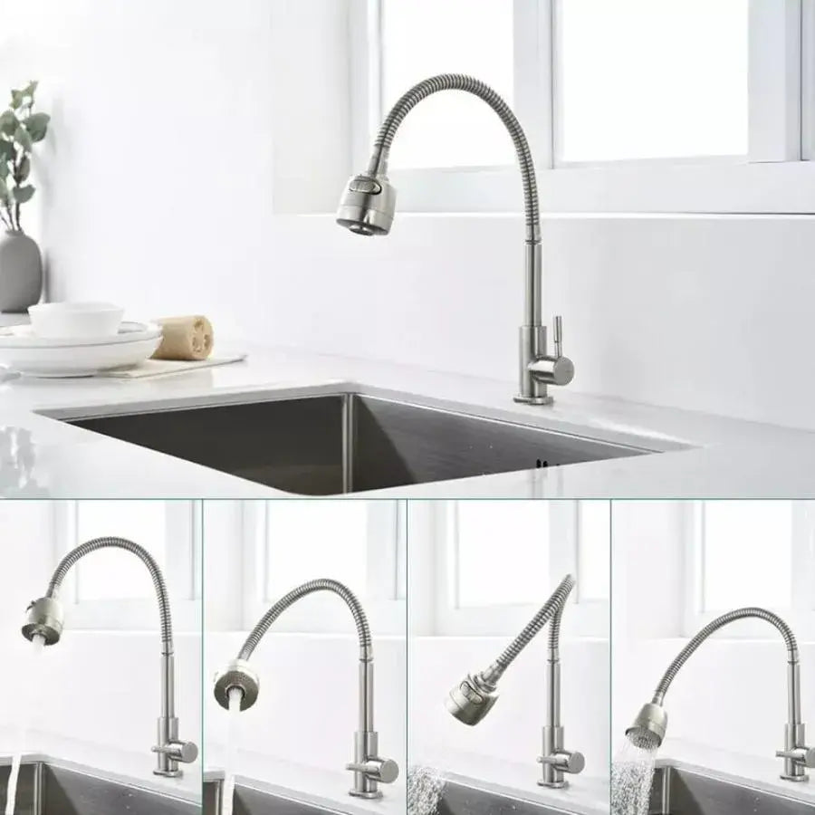 Rubinetto Cucina Rubinetto Flessibile 2 Getti Cartuccia Ceramica Inox Satinato Connessioni Incluse CF031 Rubinetti Cucina Titolo predefinito Alessandro Design