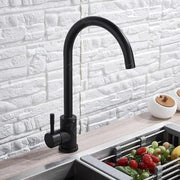 Baterie Bucatarie Monocomanda Pipa Pivotanta Cartus Ceramic Inox Negru Satin Racorduri Kit Fixare Incluse HS001 Baterii de Bucatarie Default Title Alessandro Design