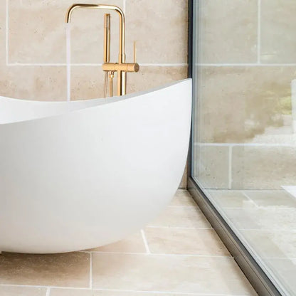 Rubinetto da Terra con Tubo e Flessibile, Ottone Sanitario, Oro, CF2041 Rubinetti e Colonne Doccia Titolo predefinito Alessandro Design