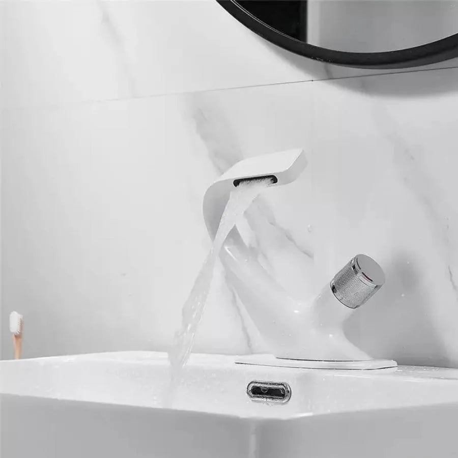 Rubinetto per lavabo, Ottone sanitario, Bianco, OD/2058 Rubinetti per bagno Titolo predefinito Alessandro Design