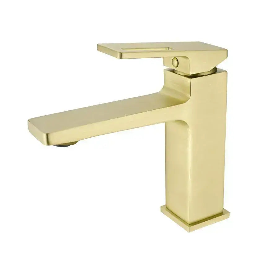 Rubinetto Monocomando Lavabo Cartuccia Ceramica Sanitari Ottone Satinato Dorato Attacchi e Kit Fissaggio Inclusi 9807D Rubinetti Bagno Titolo predefinito Alessandro Design