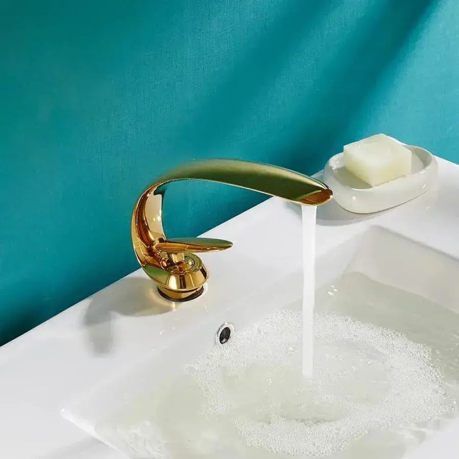 Rubinetto per lavabo, Ottone sanitario, Oro, OD/2054 Rubinetti per bagno Titolo predefinito Alessandro Design