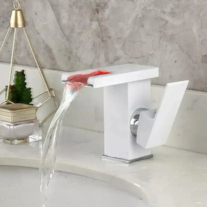 Rubinetto lavabo, Bianco, Luce RGB, Cambia colore in base alla temperatura dell'acqua, OD3011 Rubinetti bagno Titolo predefinito Alessandro Design