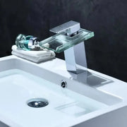 Rubinetto per lavabo, Lega e vetro, Cromo, Luce RGB, Cambio colore a seconda della temperatura dell'acqua, Rubinetti per bagno OD3008 Titolo predefinito Alessandro Design