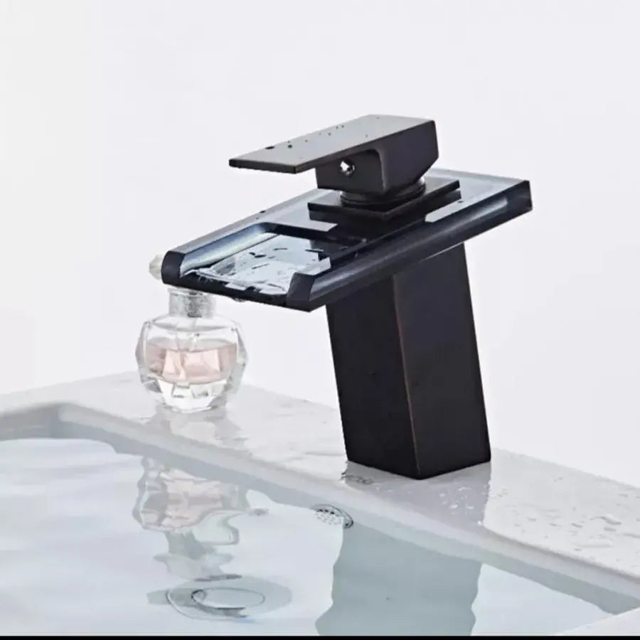 Rubinetto per lavabo, lega e vetro, nero, OD3007 Rubinetti per il bagno Titolo predefinito Alessandro Design