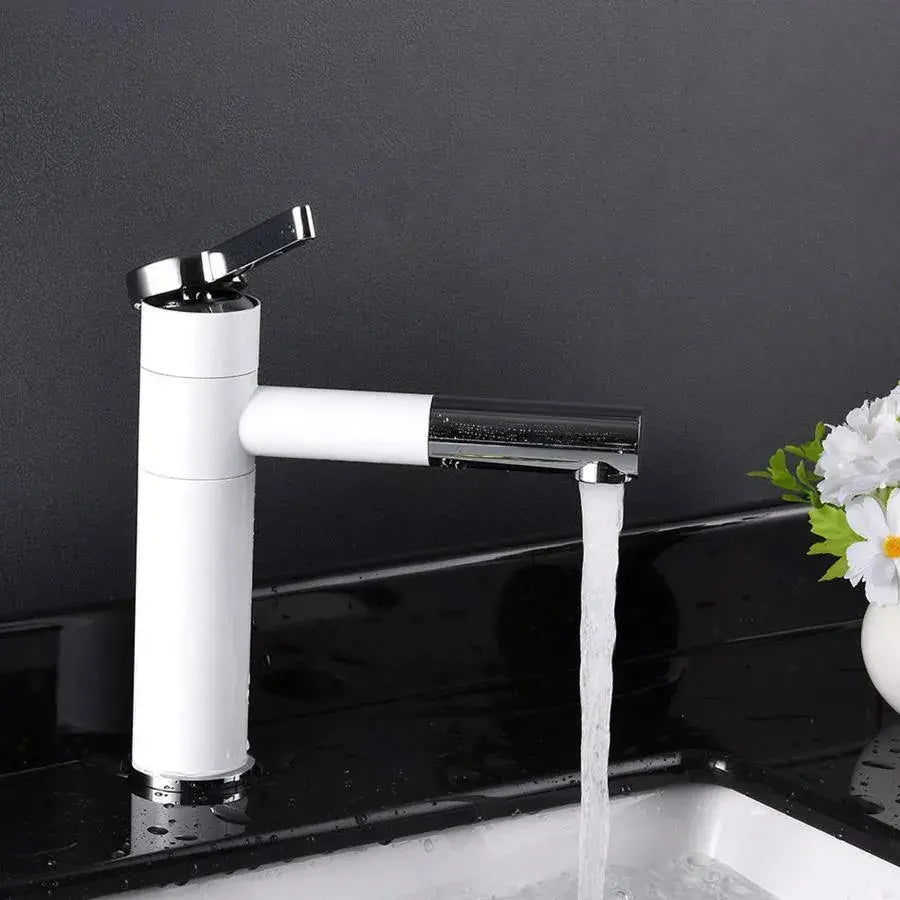 Rubinetto per lavabo con doccetta estraibile, ottone sanitario, bianco, WZX/2021 Rubinetti per bagno Titolo predefinito Alessandro Design