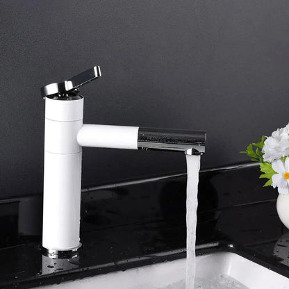 Rubinetto per lavabo con doccetta estraibile, ottone sanitario, bianco, WZX/2021 Rubinetti per bagno Titolo predefinito Alessandro Design