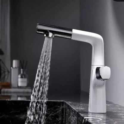 Rubinetto lavabo con doccetta estraibile, ottone sanitario, cromo e bianco, MP016B/C Rubinetti bagno Default Title Alessandro Design