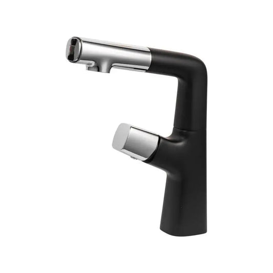 Rubinetto per Lavabo con Doccia Estraibile, Ottone Sanitario, Cromo e Nero, MP016H/C Rubinetti Bagno Titolo predefinito Alessandro Design