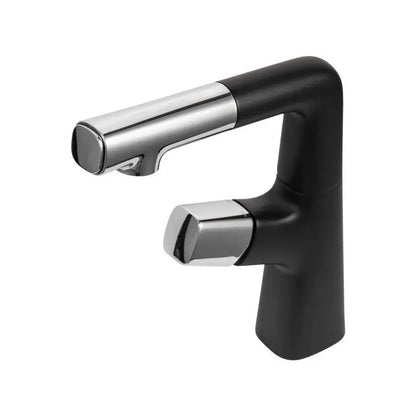 Rubinetto per Lavabo con Doccia Estraibile, Ottone Sanitario, Cromo e Nero, MP016H/C Rubinetti Bagno Titolo predefinito Alessandro Design