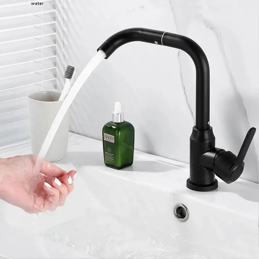 Rubinetto monocomando lavello/cucina Rubinetto girevole Lega nera Cartuccia ceramica Acciaio inox satinato Connessioni Kit di fissaggio incluso CP108 Rubinetti bagno Default Titolo Alessandro Design