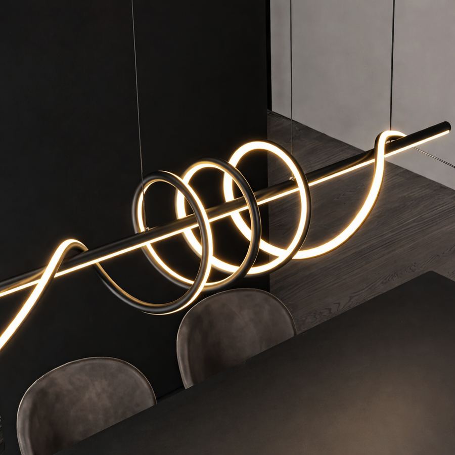 Lampadario LED a Sospensione con telecomando RIBBON 64W, Lineare, Luce Fredda/Calda/Neutra, Dimmerabile, Nero, Lampadari LED con Telecomando Titolo predefinito Alessandro Design