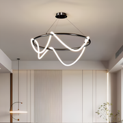 Lustra LED DIVINO Negru 91W cu Tub Silicon Flexibil, Diametru 60cm – Lumina Reglabila 3000K/4000K/6000K Lustre Moderne Default Title Alessandro Design