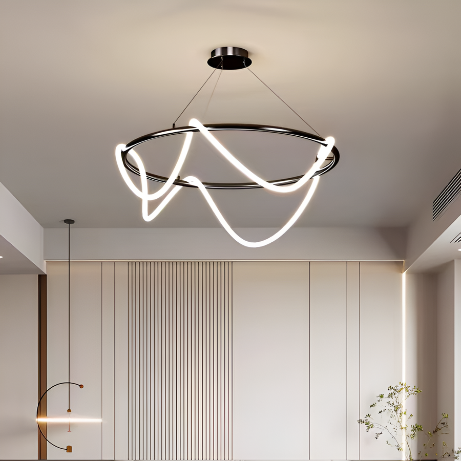 Lustra LED DIVINO Negru 91W cu Tub Silicon Flexibil, Diametru 60cm – Lumina Reglabila 3000K/4000K/6000K Lustre Moderne Default Title Alessandro Design