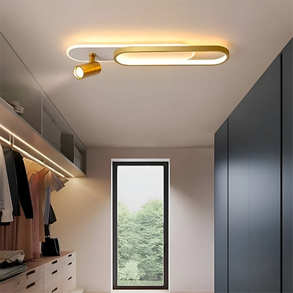 Lampadario LED con Proiettore Orientabile FISSO Camilla, 48W, Luce Fredda/Calda/Neutra 3000K/4000K/6000K, Oro Lucido, Metallo e Acrilico