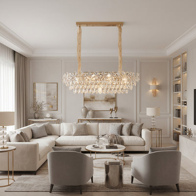 Lampadario di cristallo Regalis 11x E14, diametro 85 cm, oro lucido, altezza regolabile, metallo e cristallo