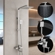 SET Colonna doccia con rubinetto, Acciaio inox, para quadro, effetto pioggia, 3 funzioni, fissaggio a parete, Satinato, Accessori Inclusi, LY005 Rubinetti & Colonne Doccia Titolo predefinito Alessandro Design