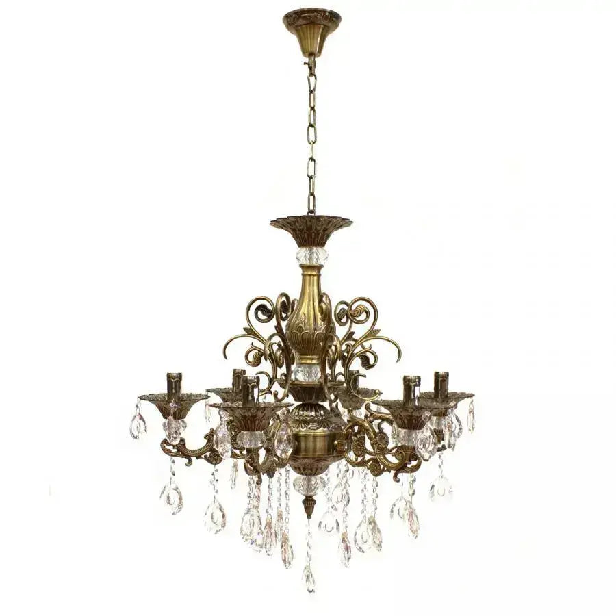 Lampadario in cristallo SANSSOUCI Magno, 6xE14, diametro 62 cm, lampadari classici in ottone antico Titolo predefinito Alessandro Design