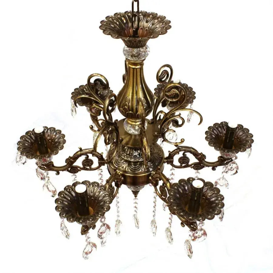 Lampadario in cristallo SANSSOUCI Magno, 6xE14, diametro 62 cm, lampadari classici in ottone antico Titolo predefinito Alessandro Design