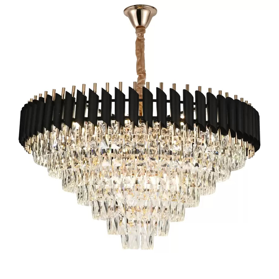 Lampadario di cristallo VERSAILLES Supremo 12xE14, diametro 80 cm, oro lucido e nero, altezza regolabile Lampadari di cristallo Titolo predefinito Alessandro Design